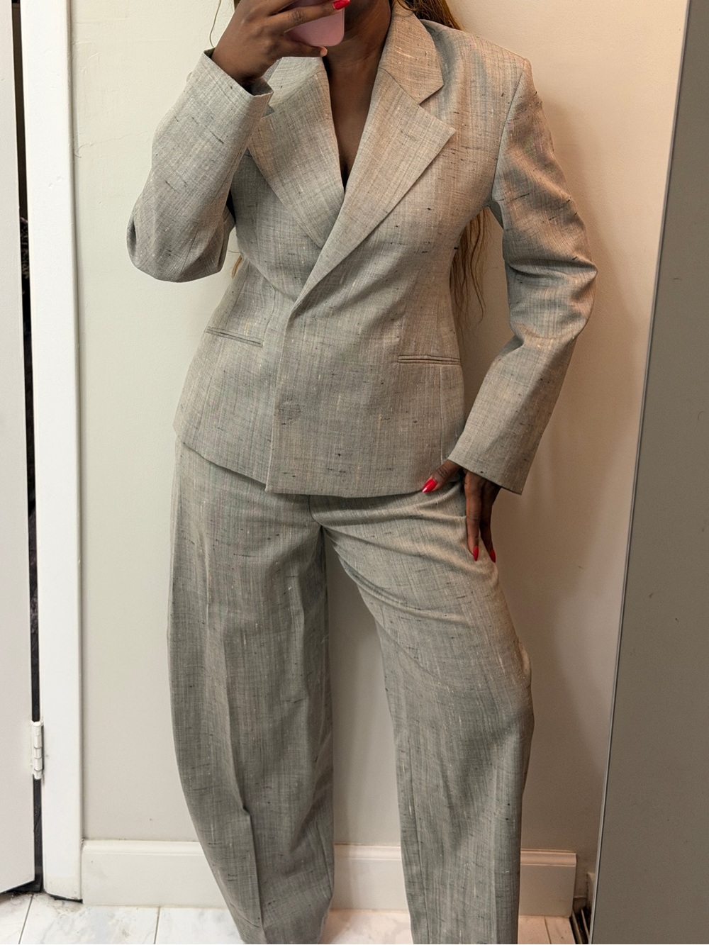 Zara Taupe Wide-Leg Tailored Suit - Picture 8 of 13